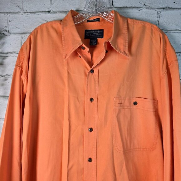 ABERCROMBIE AND FITCH THE ANGLER LONG SLEEVE FISHING SHIRT ORANGE MENS SIZE XL - Picture 1 of 4